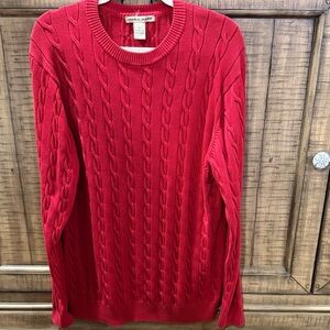 Angelo Gianni Red Cable Knit Sweater Size Men L or Women XL 100% Cotton